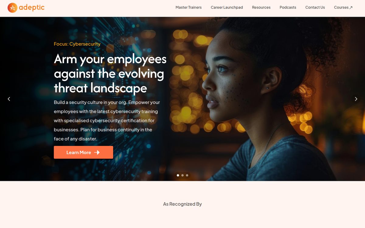 Adeptic Labs landing page