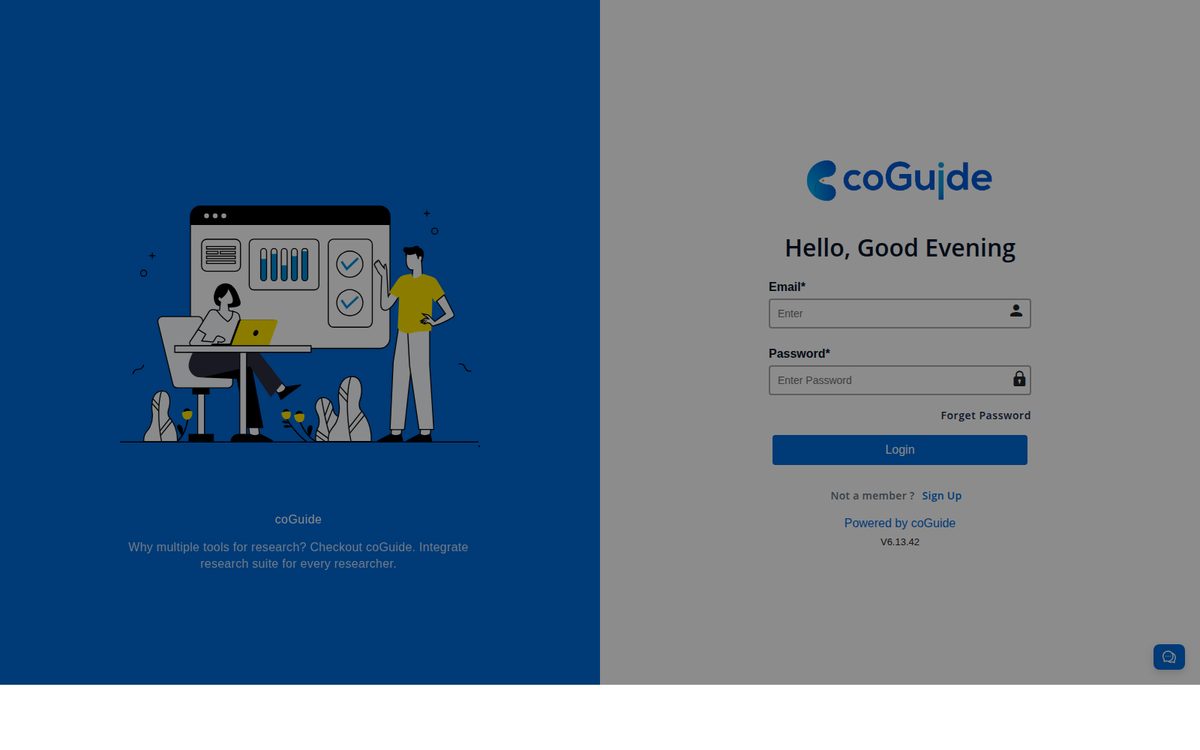 coGuide research platform login page