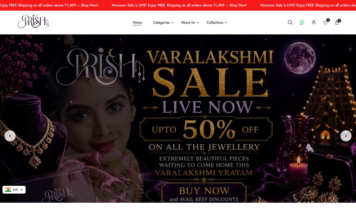 Prish Store landing page