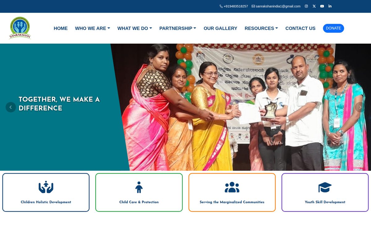 Sanrakshan India landing page