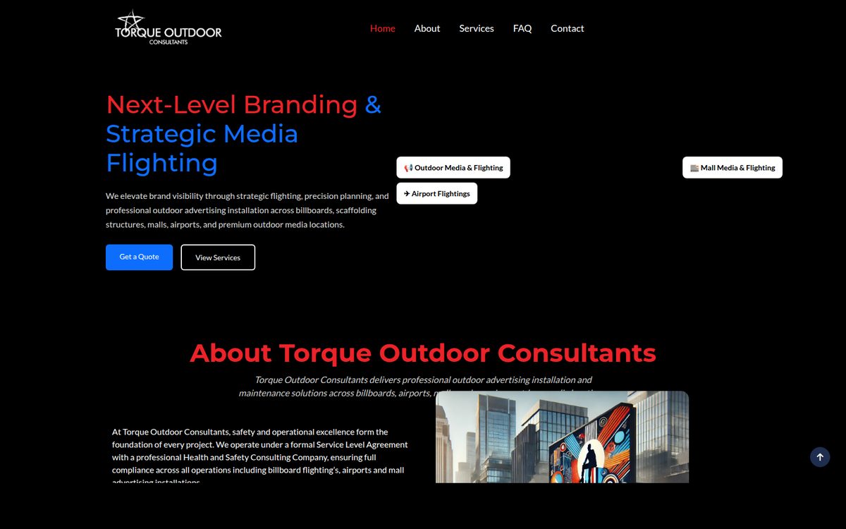 Torque Outdoor Consultants landing page