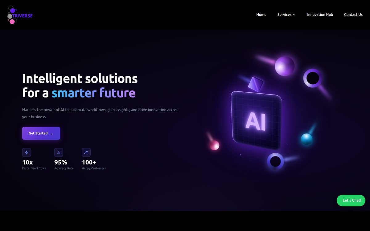 Triverse AI platform website built by SamMegh Technologies